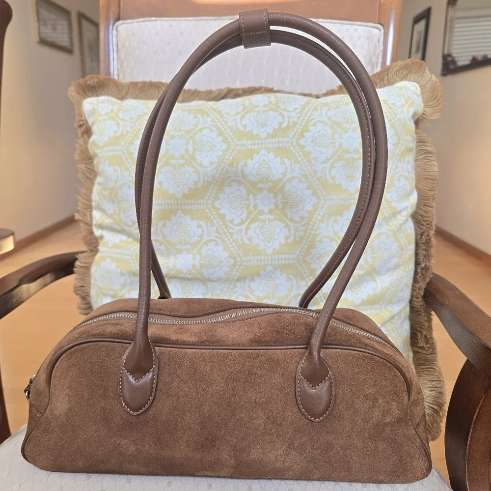 Brown Suede East-West Tote Bag - Picture 6 of 7